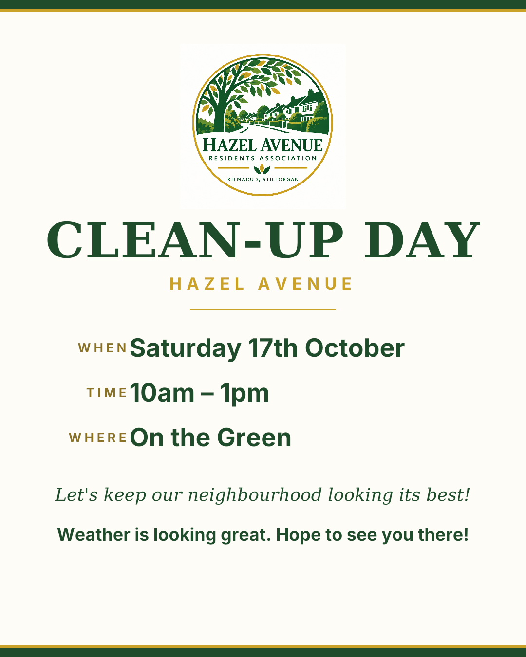 Hazel Avenue Community Clean-up Flyer